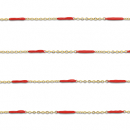 Stainless Steel - Rostfrei Stahl Schmuckzubehör Gliederkette Länglich Gold-red
