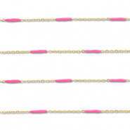 Stainless Steel - Rostfrei Stahl Schmuckzubehör Gliederkette Länglich Gold-pink