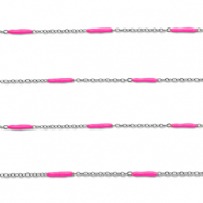 Stainless Steel - Rostfrei Stahl Schmuckzubehör Gliederkette Länglich Silver-pink