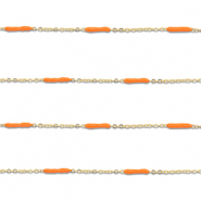 Stainless Steel - Rostfrei Stahl Schmuckzubehör Gliederkette Länglich Gold-orange