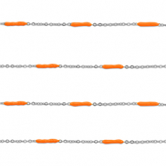 Stainless Steel - Rostfrei Stahl Schmuckzubehör Gliederkette Länglich Silver-orange