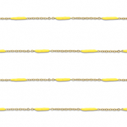Stainless Steel - Rostfrei Stahl Schmuckzubehör Gliederkette Länglich Gold-yellow