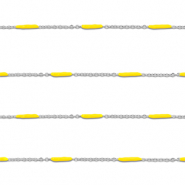 Stainless Steel - Rostfrei Stahl Schmuckzubehör Gliederkette Länglich Silver-yellow