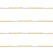 Stainless Steel - Rostfrei Stahl Schmuckzubehör Gliederkette Länglich Gold-white