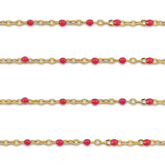 Stainless Steel - Rostfrei Stahl Schmuckzubehör Gliederkette 1mm Gold-cherry red