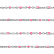 Stainless Steel - Rostfrei Stahl Schmuckzubehör Gliederkette 1mm Silver-pink