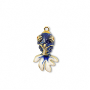 Eco-brass® (nachaltiges Messing) Anhänger Fisch Gold-dark blue-white