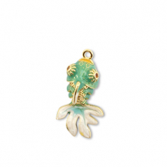 Eco-brass® (nachaltiges Messing) Anhänger Fisch Gold-turquoise-white