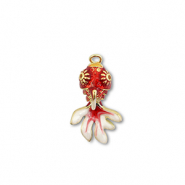 Eco-brass® (nachaltiges Messing) Anhänger Fisch Gold-red-white