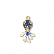 Eco-brass® (nachaltiges Messing) Anhänger Fisch Gold-dark blue-white