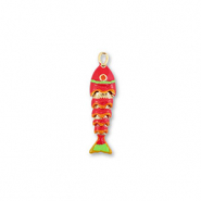 Brass TQ Metall Anhänger Fisch Gold-red-orange-light green