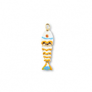Brass TQ Metall Anhänger Fisch Gold-white-yellow-light blue