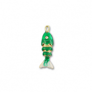 Eco-brass® (nachaltiges Messing) Anhänger Fisch Gold-green-white