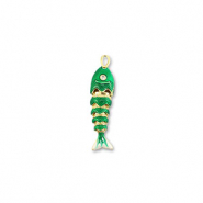 Eco-brass® (nachaltiges Messing) Anhänger Fisch Gold-green-white