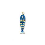 Eco-brass® (nachaltiges Messing) Anhänger Fisch Gold-dark blue-white