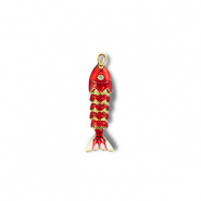 Eco-brass® (nachaltiges Messing) Anhänger Fisch Gold-red-white