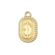 Stainless Steel - Rostfrei Stahl Anhänger Oval mit Kiss Gold