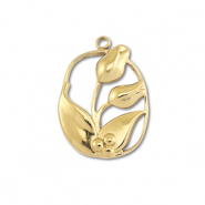 Stainless Steel - Rostfrei Stahl Anhänger Tulpen Gold