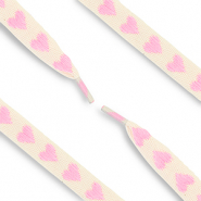 Trendy Schnürsenkel mit Herzen Off white-pink