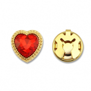 Eco-brass® (nachaltiges Messing) Knopfabdeckung Herz Gold-red