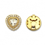 Eco-brass® (nachaltiges Messing) Knopfabdeckung Zirkonia Herz Gold-crystal