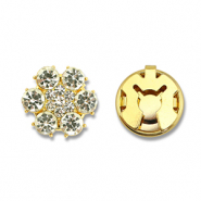 Eco-brass® (nachaltiges Messing) Knopfabdeckung Zirkonia Blume Gold-crystal
