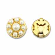 Eco-brass® (nachaltiges Messing) Knopfabdeckung Perlen Gold-white