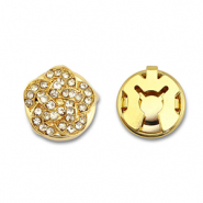 Eco-brass® (nachaltiges Messing) Knopfabdeckung Zirkonia Blume Gold-crystal