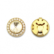 Eco-brass® (nachaltiges Messing) Knopfabdeckung Zirkonia Rund Gold-crystal