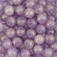 6 mm Glasperlen mit Glitzer Purple-gold