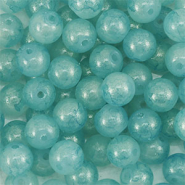 4 mm Glasperlen mit Glitzer Turquoise blue-gold