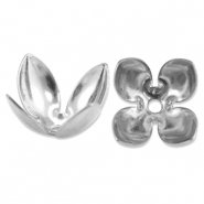 Stainless Steel - Rostfrei Stahl Schmuckzubehör Perlenkappe Blume Silver