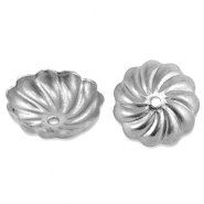 Stainless Steel - Rostfrei Stahl Schmuckzubehör Perlenkappe Blume Silver