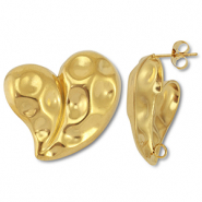 Stainless Steel - Rostfrei Stahl Schmuckzubehör Ohrringe / Ohrstecker Herz mit Öse Gold
