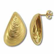 Stainless Steel - Rostfrei Stahl Schmuckzubehör Ohrringe / Ohrstecker Muschel mit Öse Gold