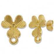 Stainless Steel - Rostfrei Stahl Schmuckzubehör Ohrringe / Ohrstecker Glücksklee mit Öse Gold