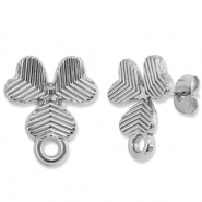 Stainless Steel - Rostfrei Stahl Schmuckzubehör Ohrringe / Ohrstecker Glücksklee mit Öse Silver