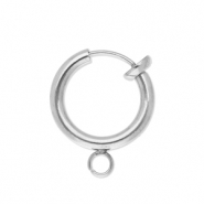 Stainless Steel - Rostfrei Stahl Schmuckzubehör Clip-Creolen mit Öse 14mm Silver