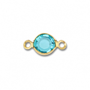 Stainless Steel - Rostfrei Stahl Schmuckzubehör Zwischenstück Rund Gold-aquamarine blue