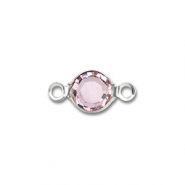 Stainless Steel - Rostfrei Stahl Schmuckzubehör Zwischenstück Rund Silver-light pink