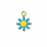 Stainless Steel - Rostfrei Stahl Anhänger Blume Gold-blue-yellow