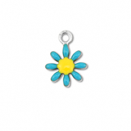 Stainless Steel - Rostfrei Stahl Anhänger Blume Silver-blue-yellow