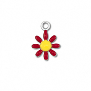 Stainless Steel - Rostfrei Stahl Anhänger Blume Silver-dark red-yellow