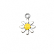 Stainless Steel - Rostfrei Stahl Anhänger Blume Silver-white-yellow