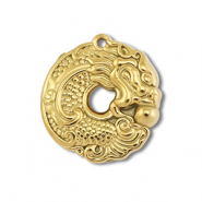 Stainless Steel - Rostfrei Stahl Anhänger Donut mit Drache Gold