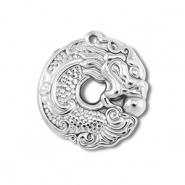 Stainless Steel - Rostfrei Stahl Anhänger Donut mit Drache Silver