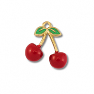 Stainless Steel - Rostfrei Stahl Anhänger Kirschen Gold-red-green