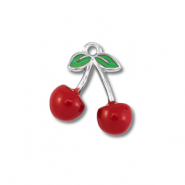 Stainless Steel - Rostfrei Stahl Anhänger Kirschen Silver-red-green