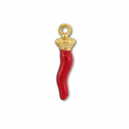 Stainless Steel - Rostfrei Stahl Anhänger Pfeffer Gold-red