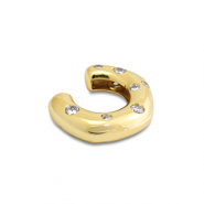 Ohrringe aus Stainless Steel - Rostfreiem Stahl Ear Cuff mit Zirkonia Gold-crystal